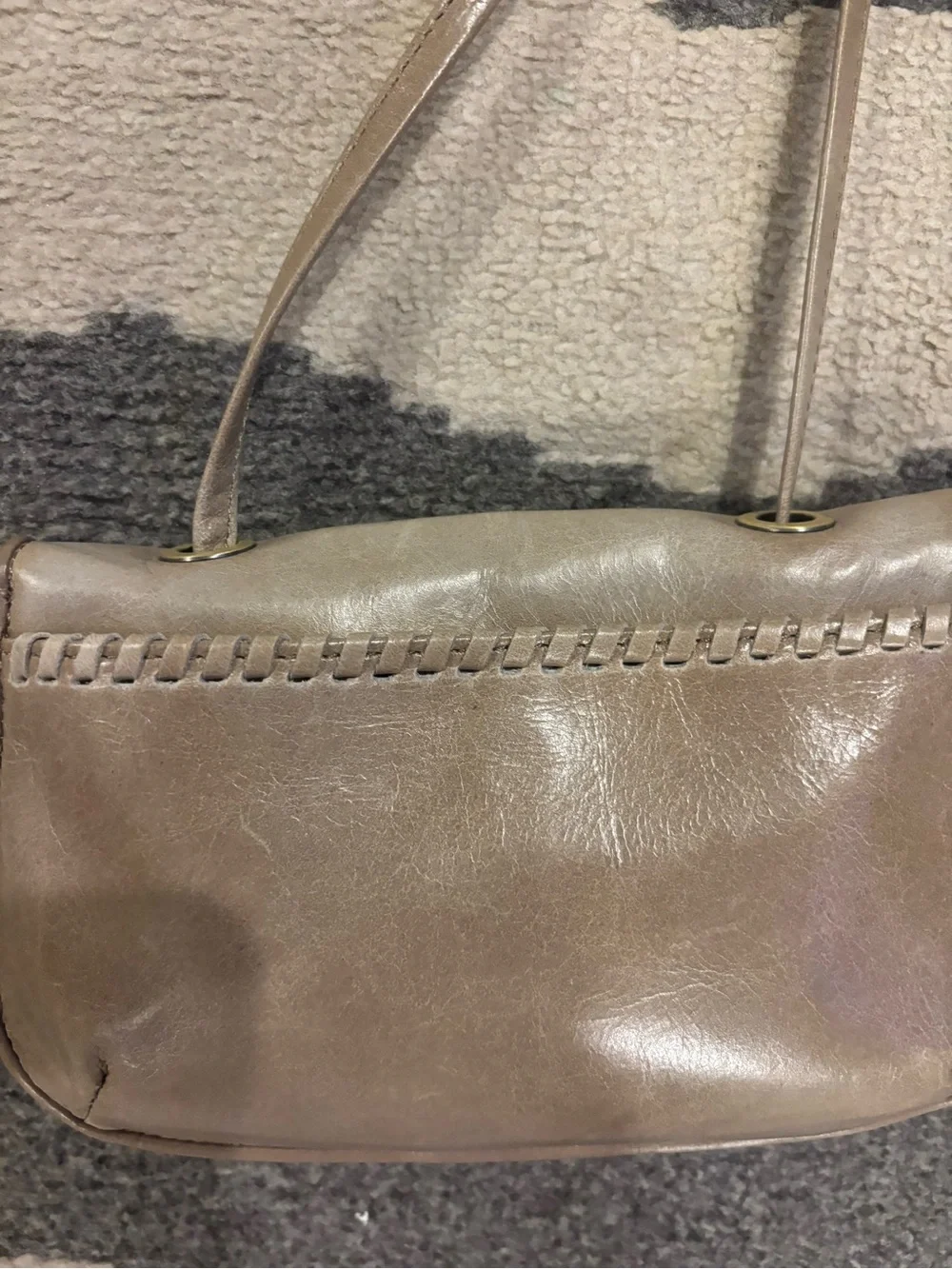 HOBO Taupe/Brown Leather Braided Trim Crossbody Bag